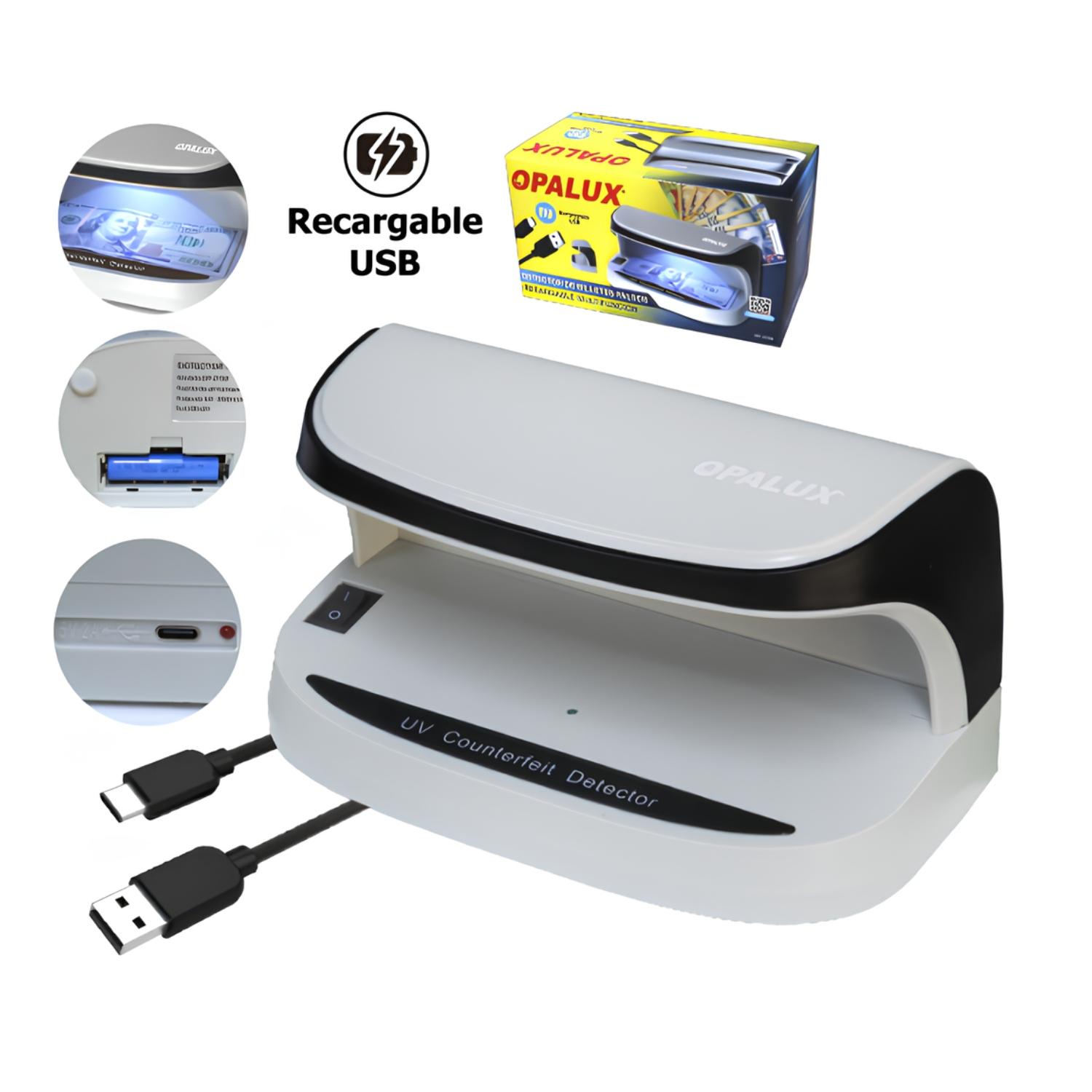 DETECTOR DE BILLETES FALSOS RECARGABLE OPALUX - 6