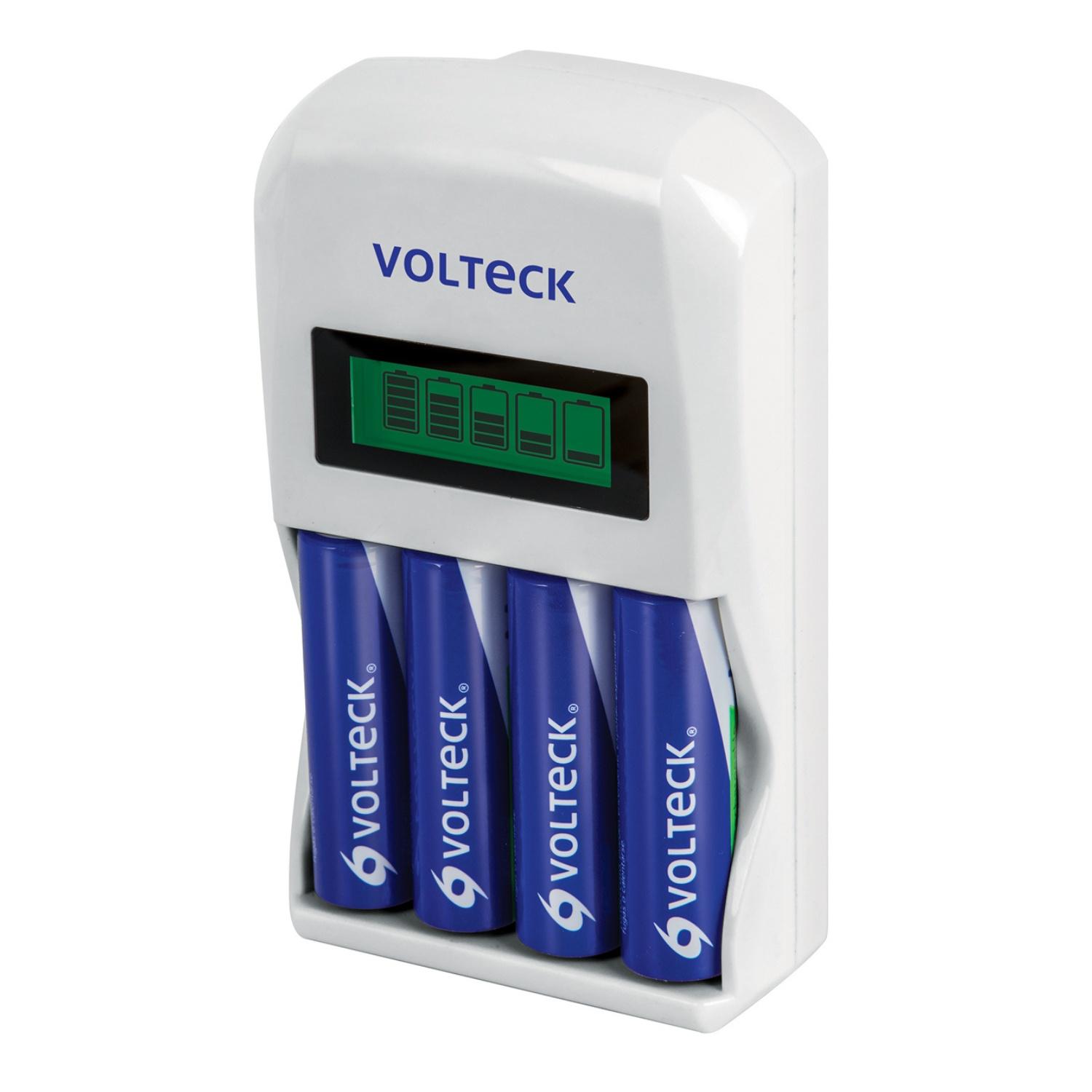CARGADOR DE PILAS AA, AAA + BLISTER 4 PILAS AA VOLTECK - 1