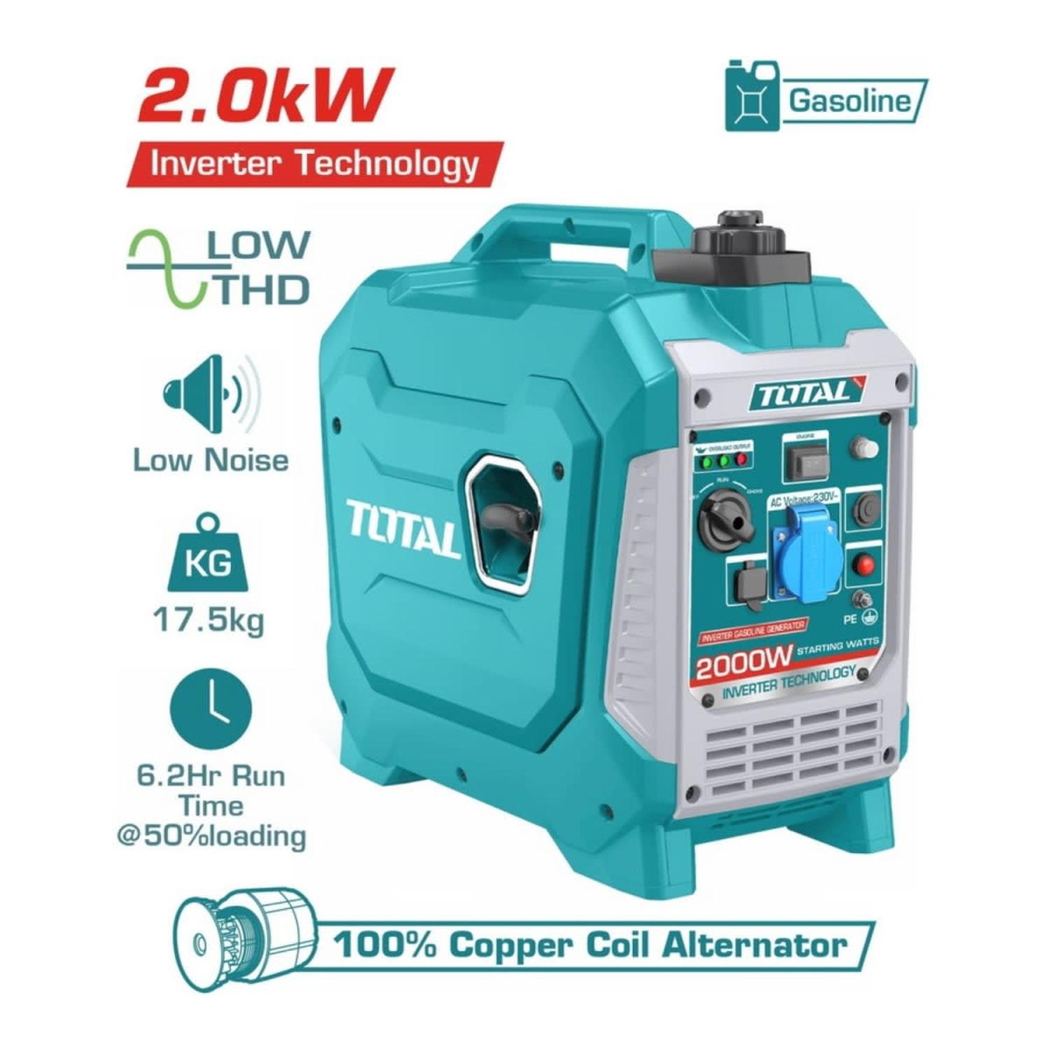 GENERADOR INVERTER SILENCIOSO TOTAL 2000W + TALADRO Y AMOLADORA TRUPER - 4
