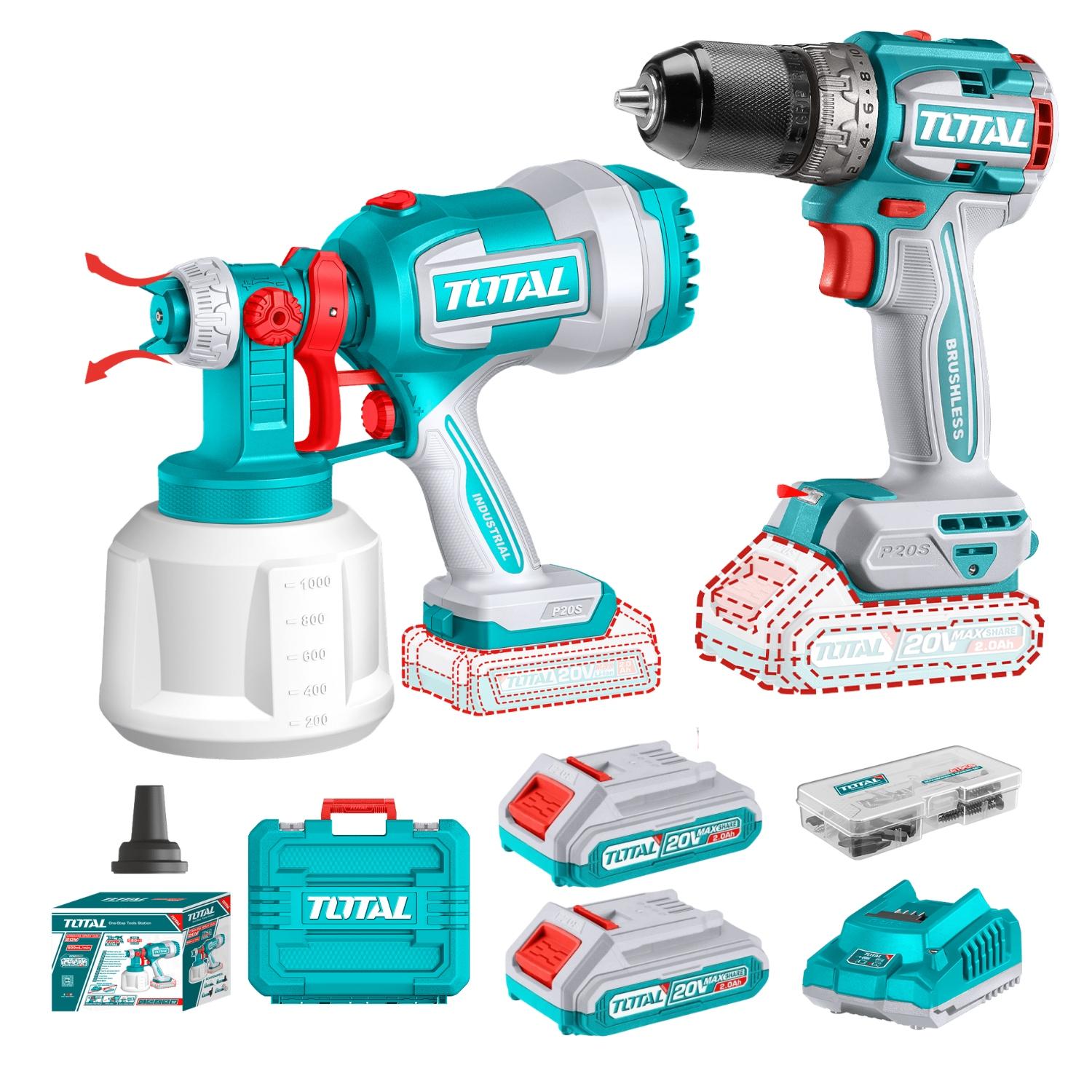 TALADRO ATORNILLADOR 60NM + PISTOLA PARA PINTAR 20V TOTAL - 1