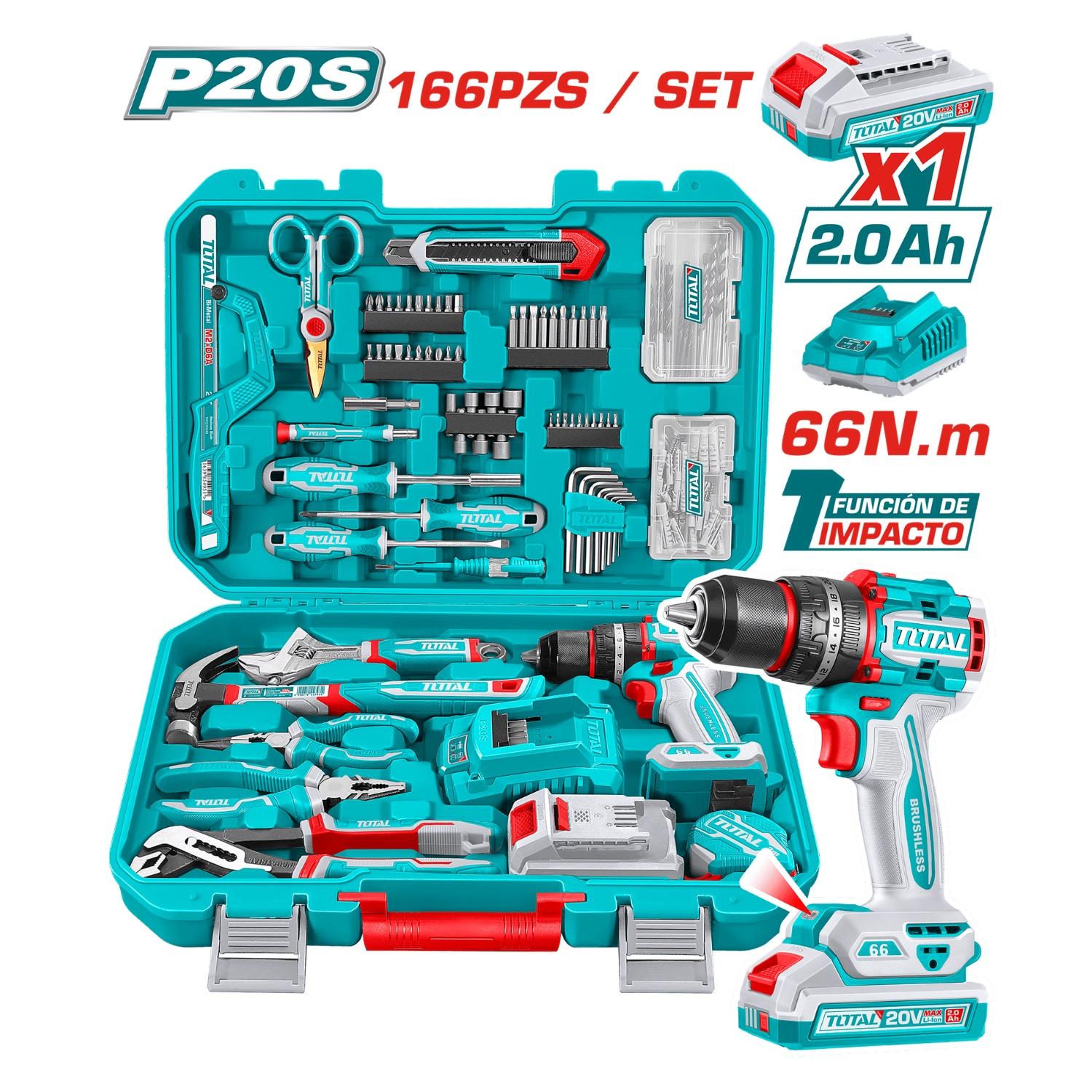 TALADRO PERCUTOR 66NM 20V + 166 HERRAMIENTAS TOTAL - 5