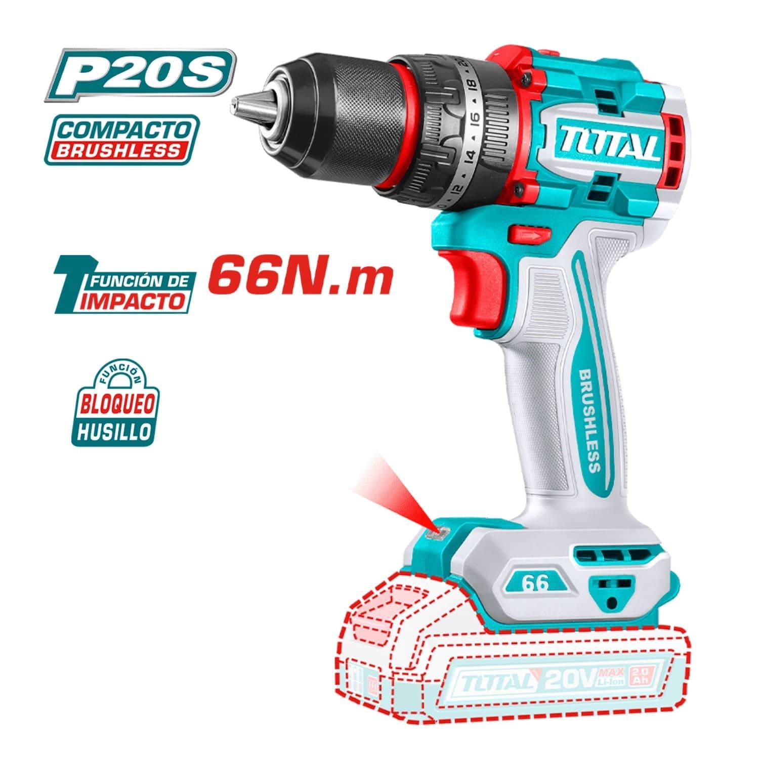 TALADRO PERCUTOR 66NM 20V + 166 HERRAMIENTAS TOTAL - 8