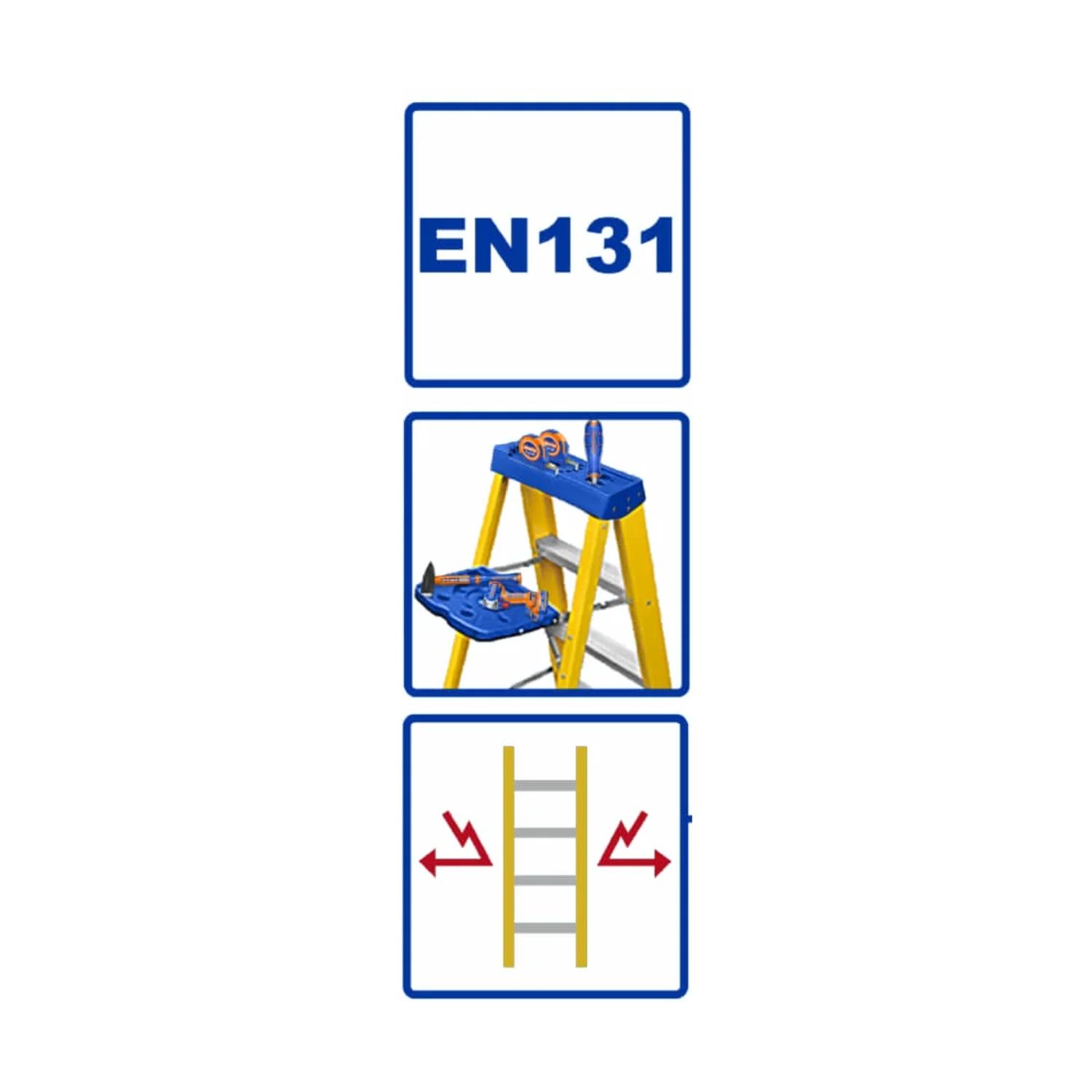 ESCALERA FIBRA DE VIDRIO 5 PASOS WADFOW + KIT ELECTRICISTA TOTAL - 5