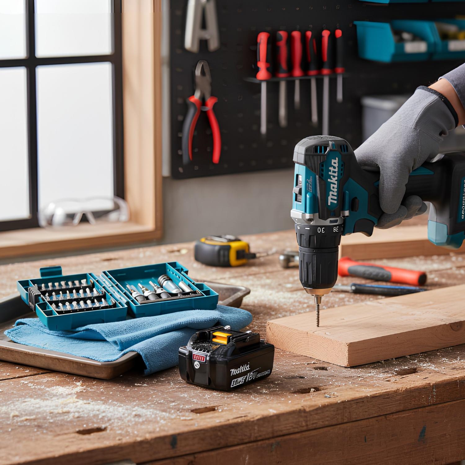 TALADRO PERCUTOR 18V + BATERIA 3AH + 29 ACCESORIOS MAKITA - 3