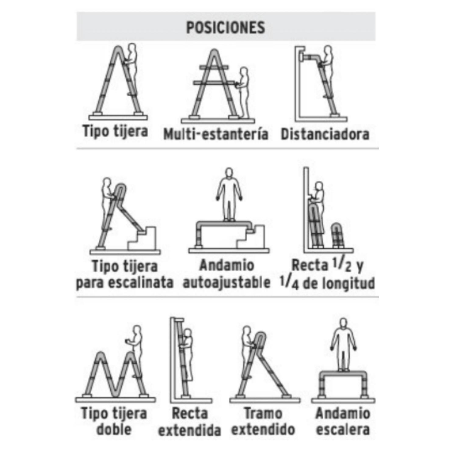 ESCALERA MULTIPOSICION 16 PELDAÑOS SOPORTA 150 KG FERTON - 5