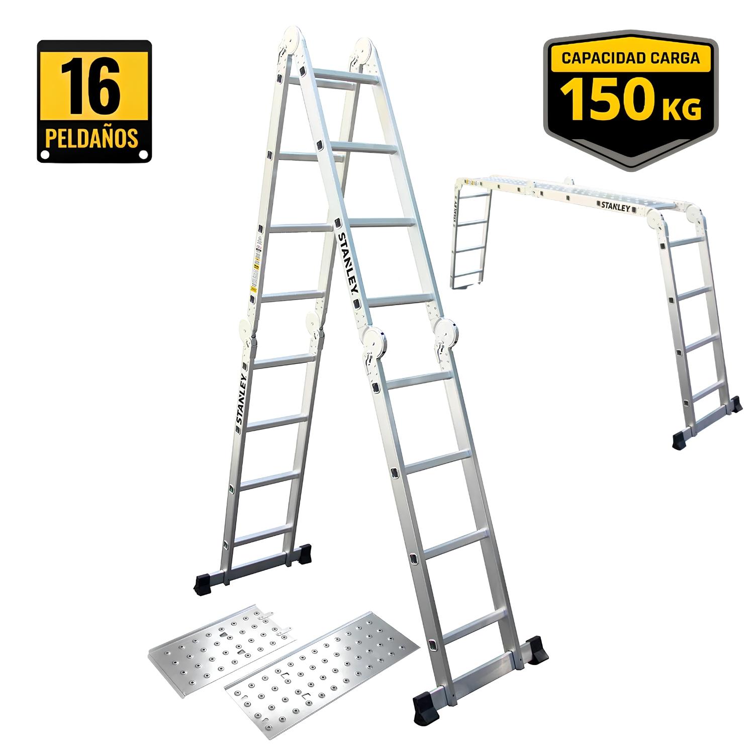 ESCALERA MULTIPOSICION 16 PELDAÑOS STANLEY - 1