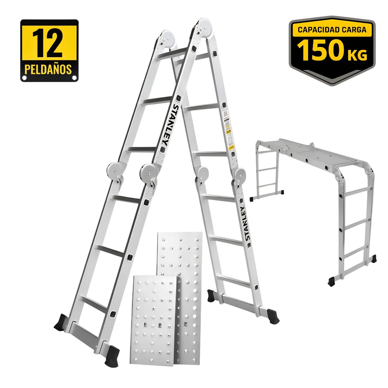 ESCALERA MULTIPOSICION 12 PELDAÑOS STANLEY - 1