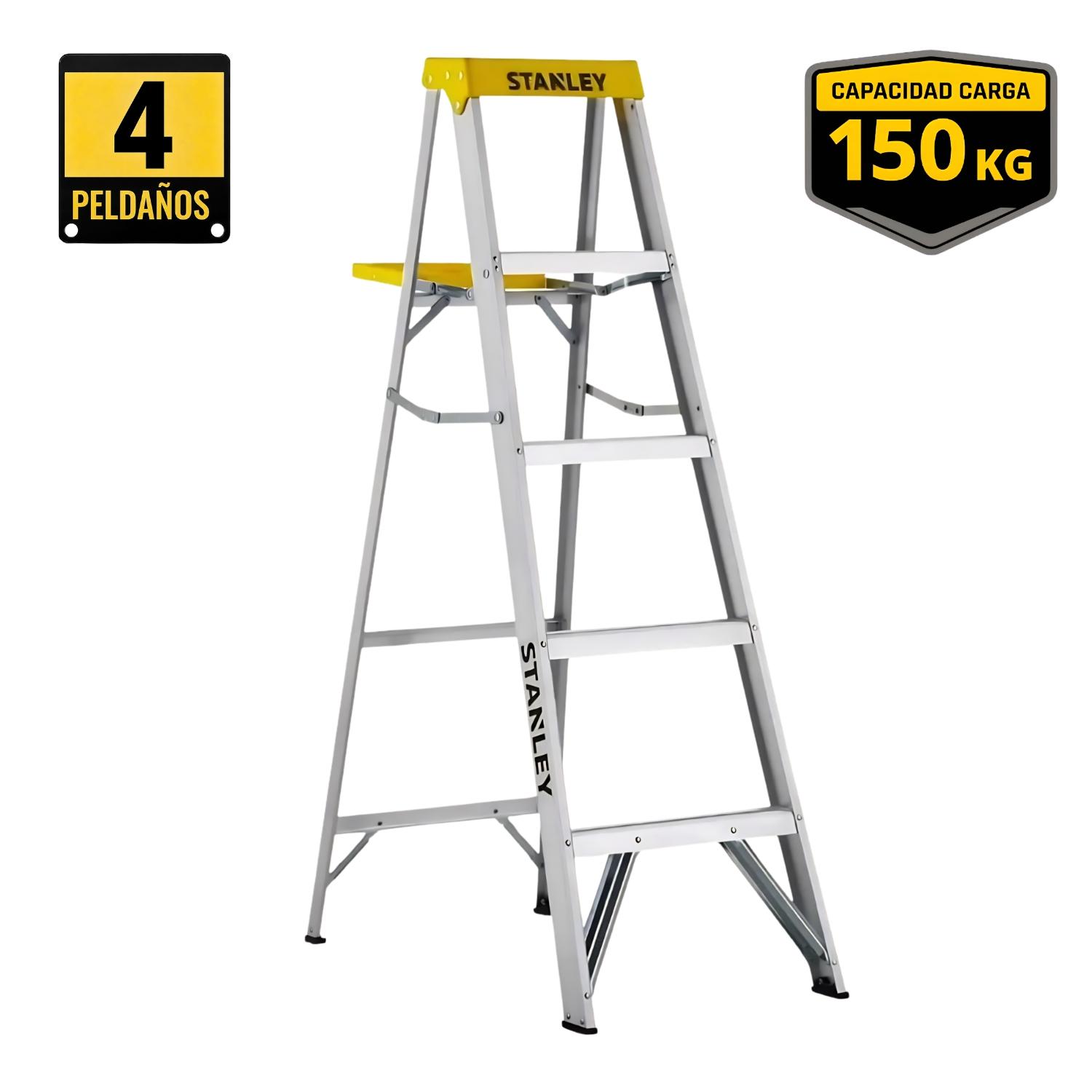 ESCALERA TIPO TIJERA DE ALUMINIO 4 PELDAÑOS STANLEY - 1