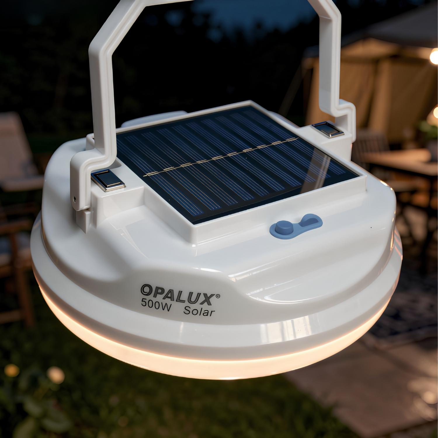 LAMPARA PORTATIL RECARGABLE CON PANEL SOLAR 500W OPALUX - 2
