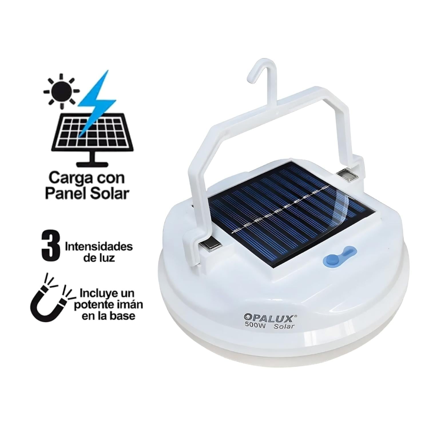 LAMPARA PORTATIL RECARGABLE CON PANEL SOLAR 500W OPALUX - 5