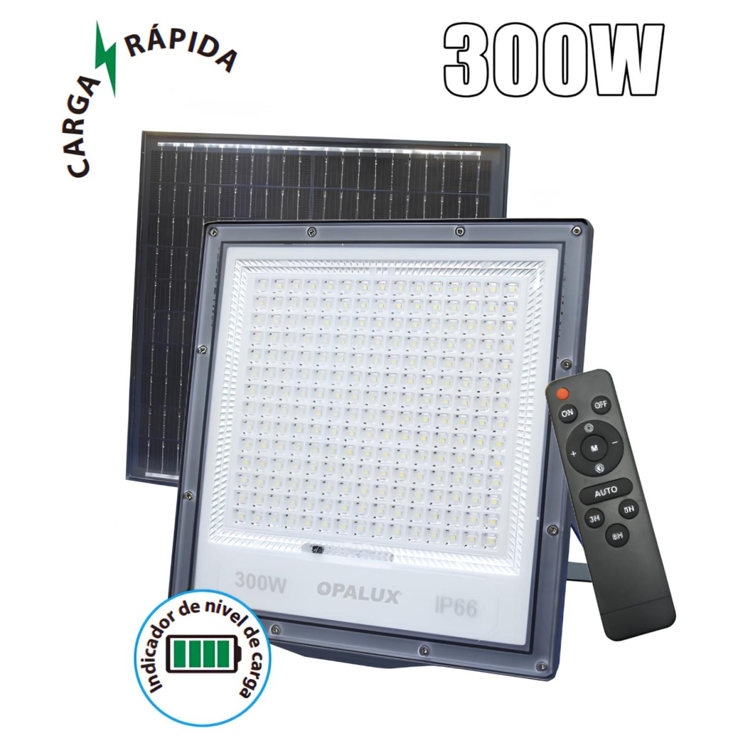REFLECTOR LED CON PANEL SOLAR 300W LUZ CALIDA OPALUX - 4