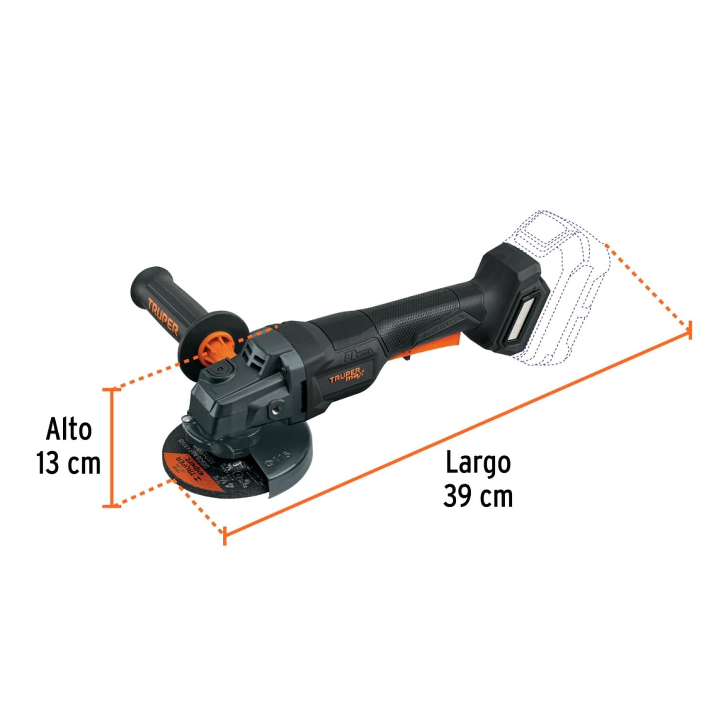 AMOLADORA 4 1/2' 20V INT. PALETA (SOLO CUERPO) TRUPER MAX - 3
