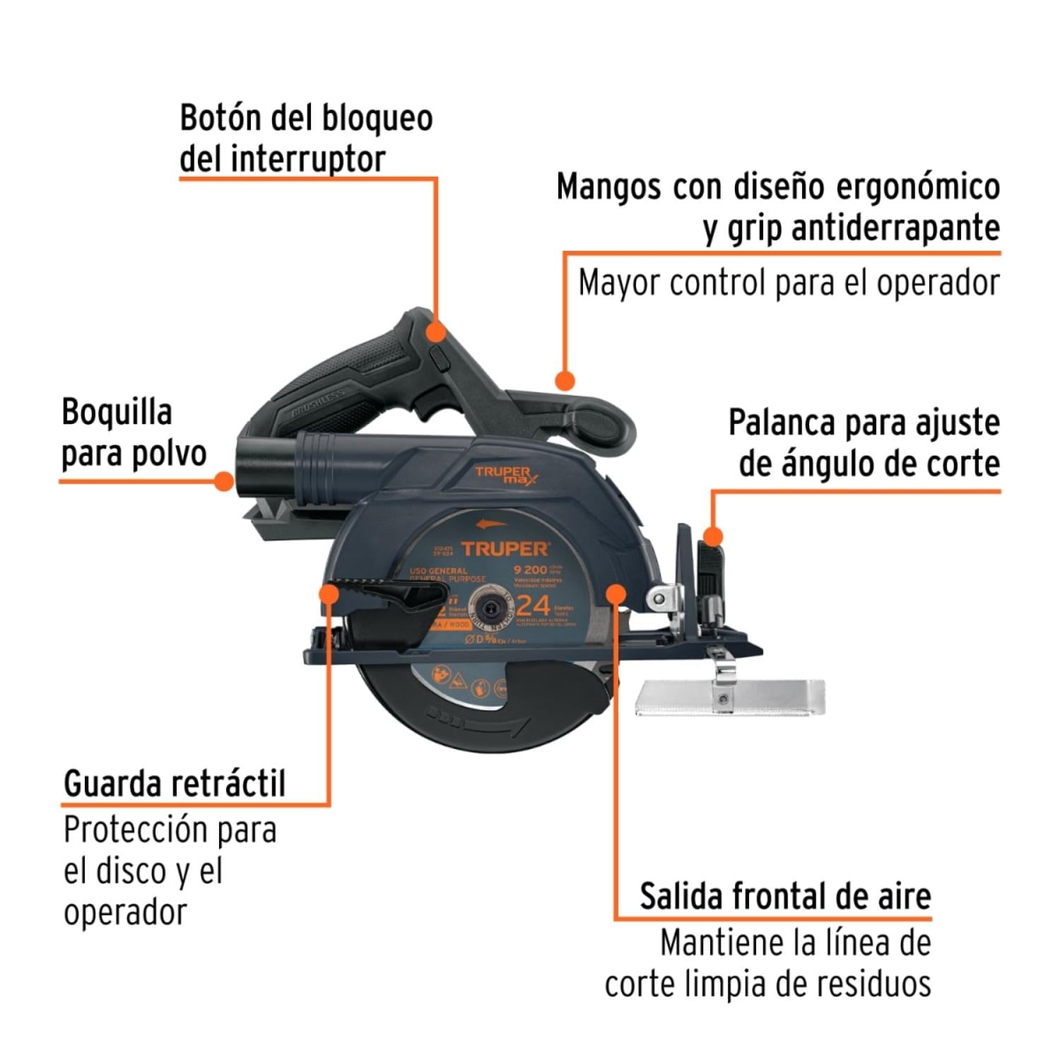 SIERRA CIRCULAR 6-1/2' 20V (SOLO CUERPO) TRUPER MAX - 2