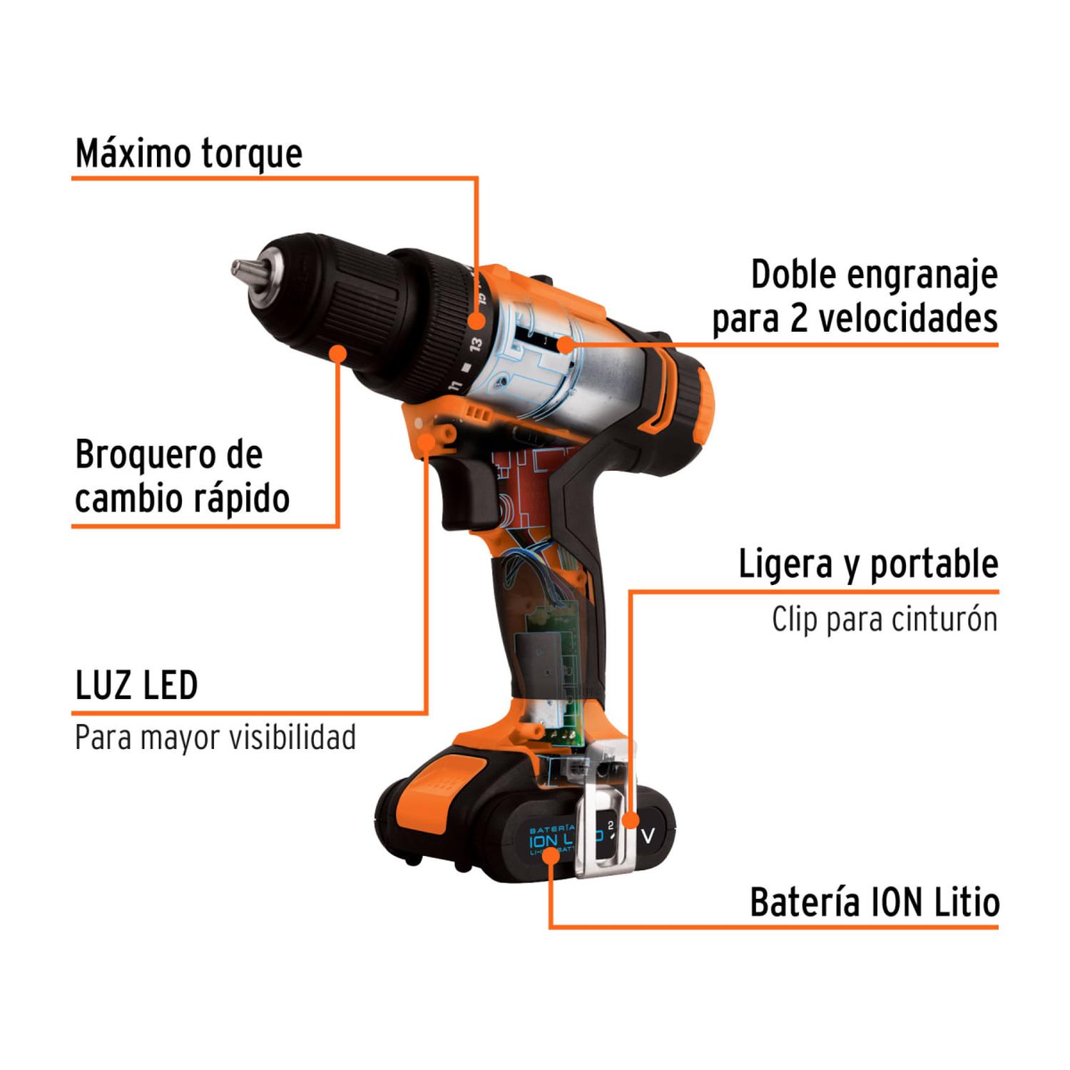 TALADRO INALÁMBRICO 3/8' 12V TRUPER - 2