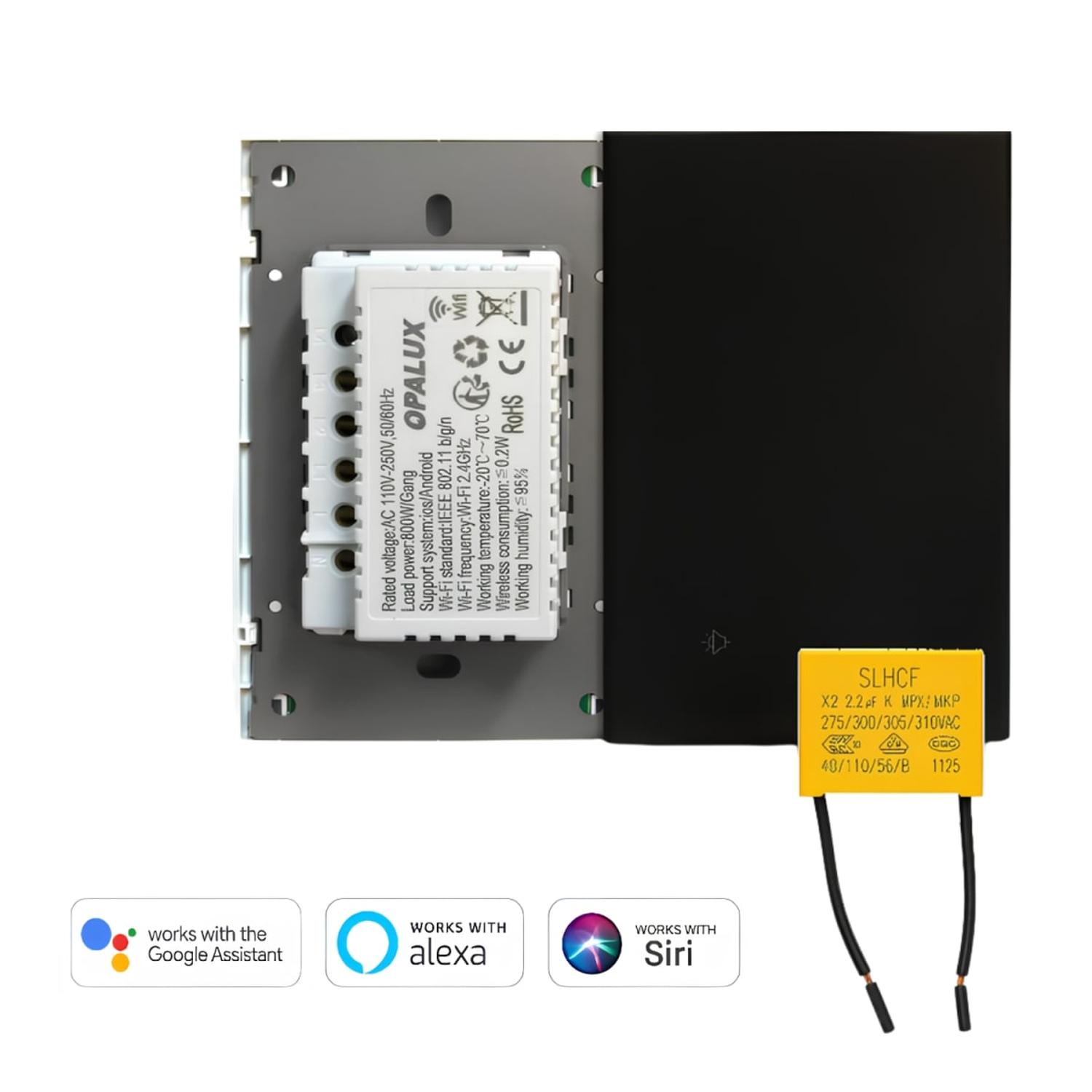INTERRUPTOR SIMPLE INTELIGENTE SMART WIFI COLOR NEGRO OPALUX - 5