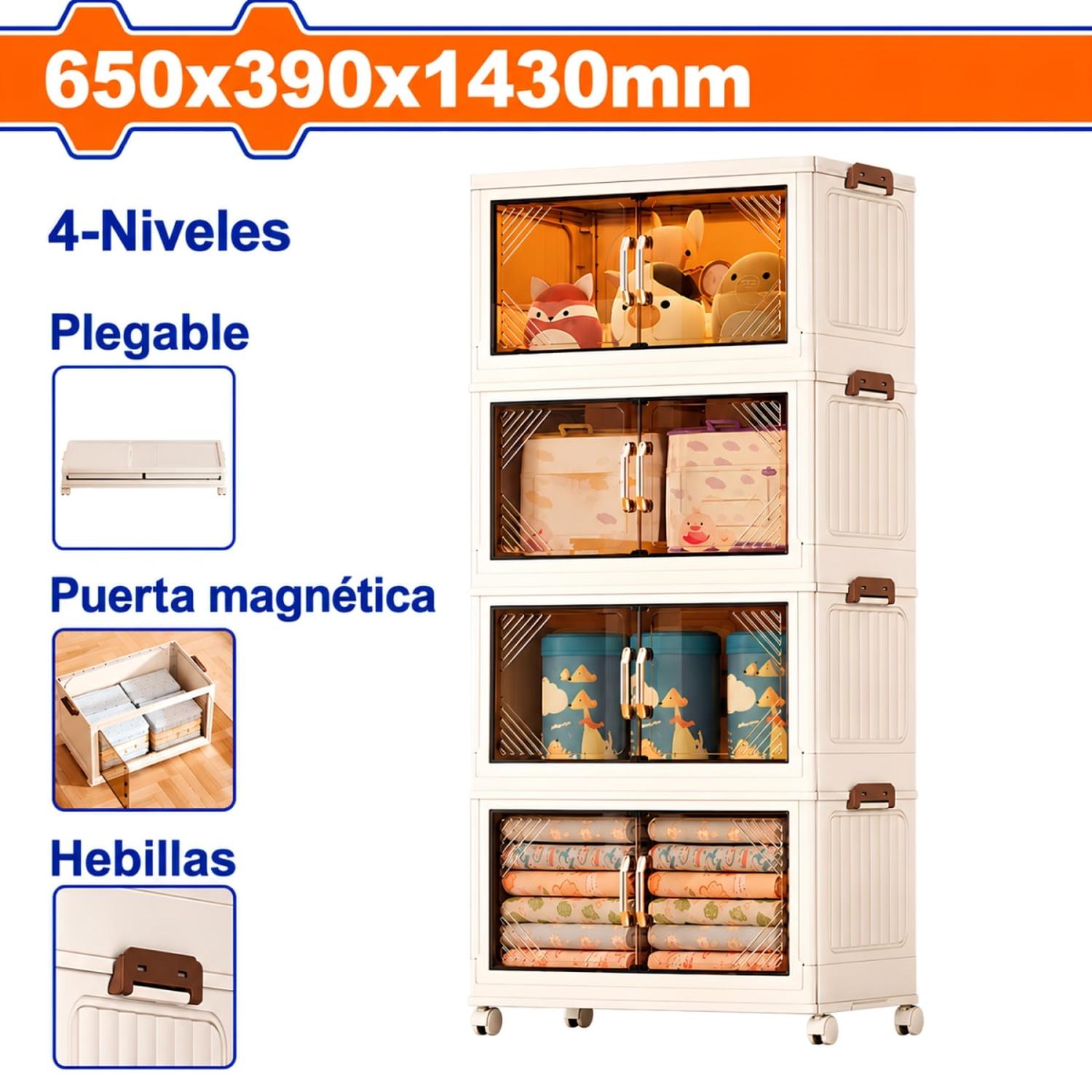 ARMARIO PLEGABLE 4 NIVELES CON RUEDAS WADFOW - 4