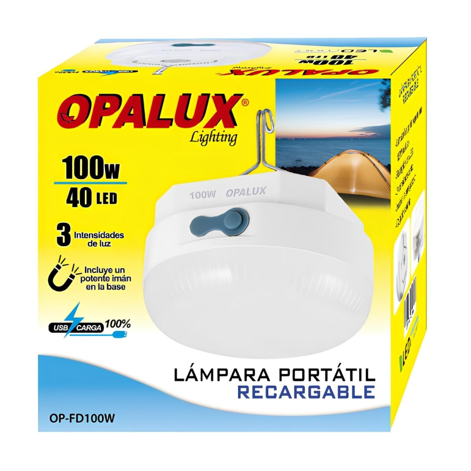LAMPARA PORTATIL RECARGABLE CON PANEL SOLAR 100W OPALUX - 3