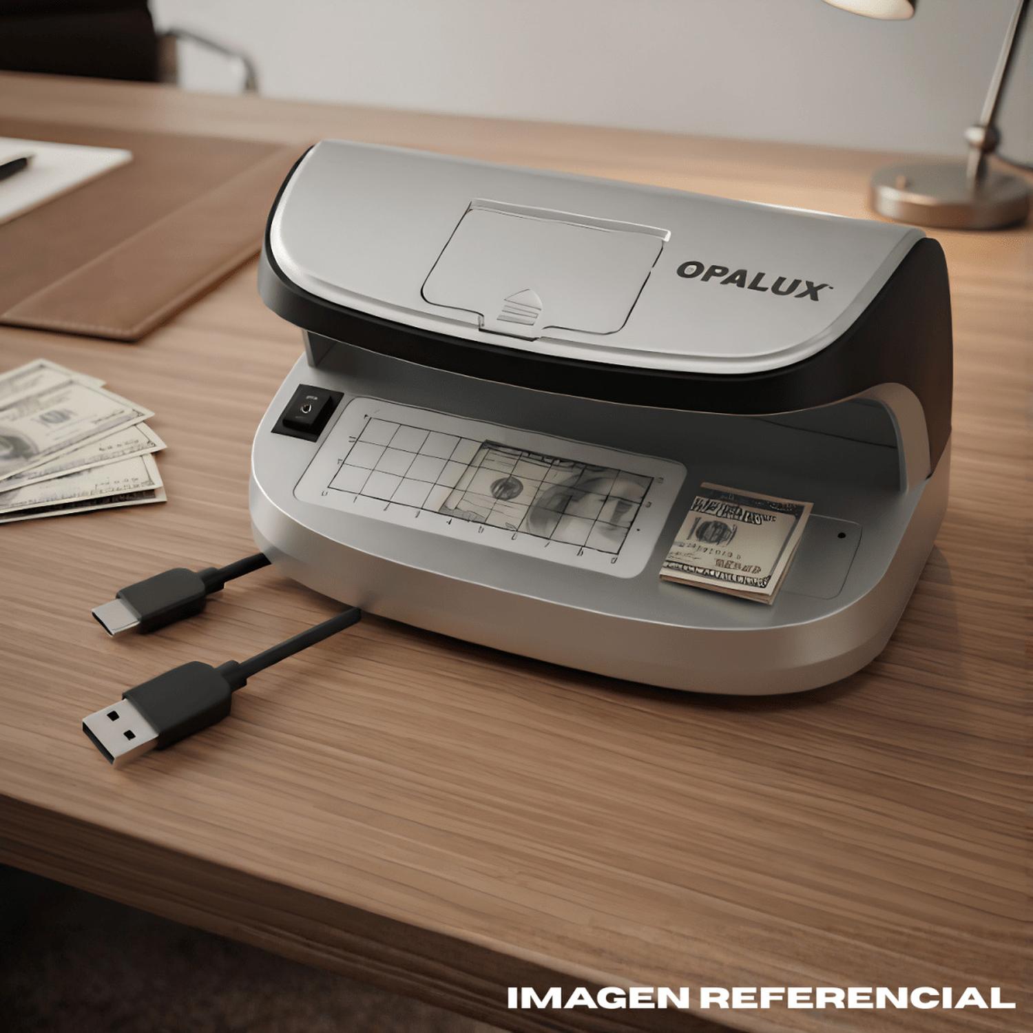 DETECTOR DE BILLETES FALSOS RECARGABLE CON LUPA UV OPALUX - 2
