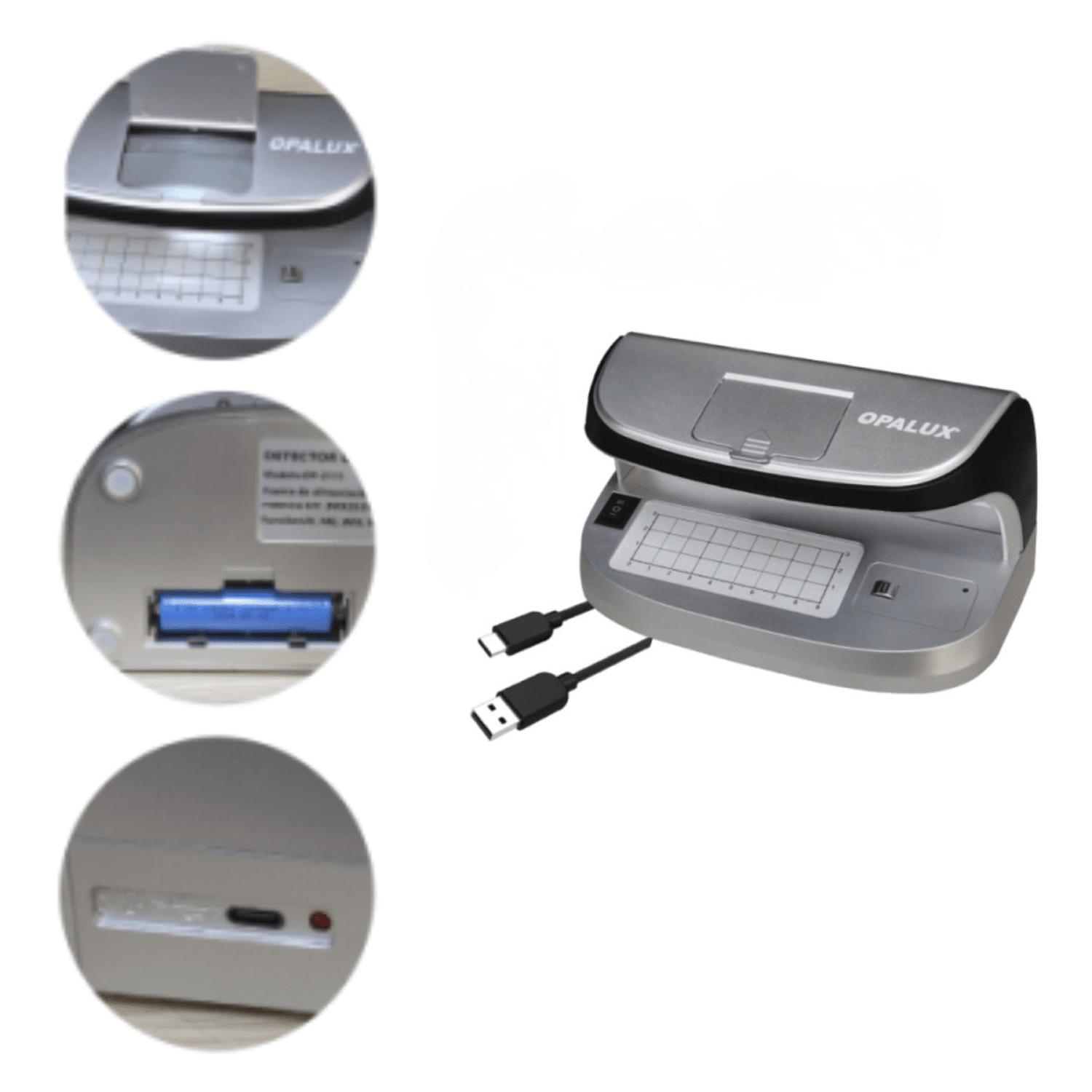 DETECTOR DE BILLETES FALSOS RECARGABLE CON LUPA UV OPALUX - 4