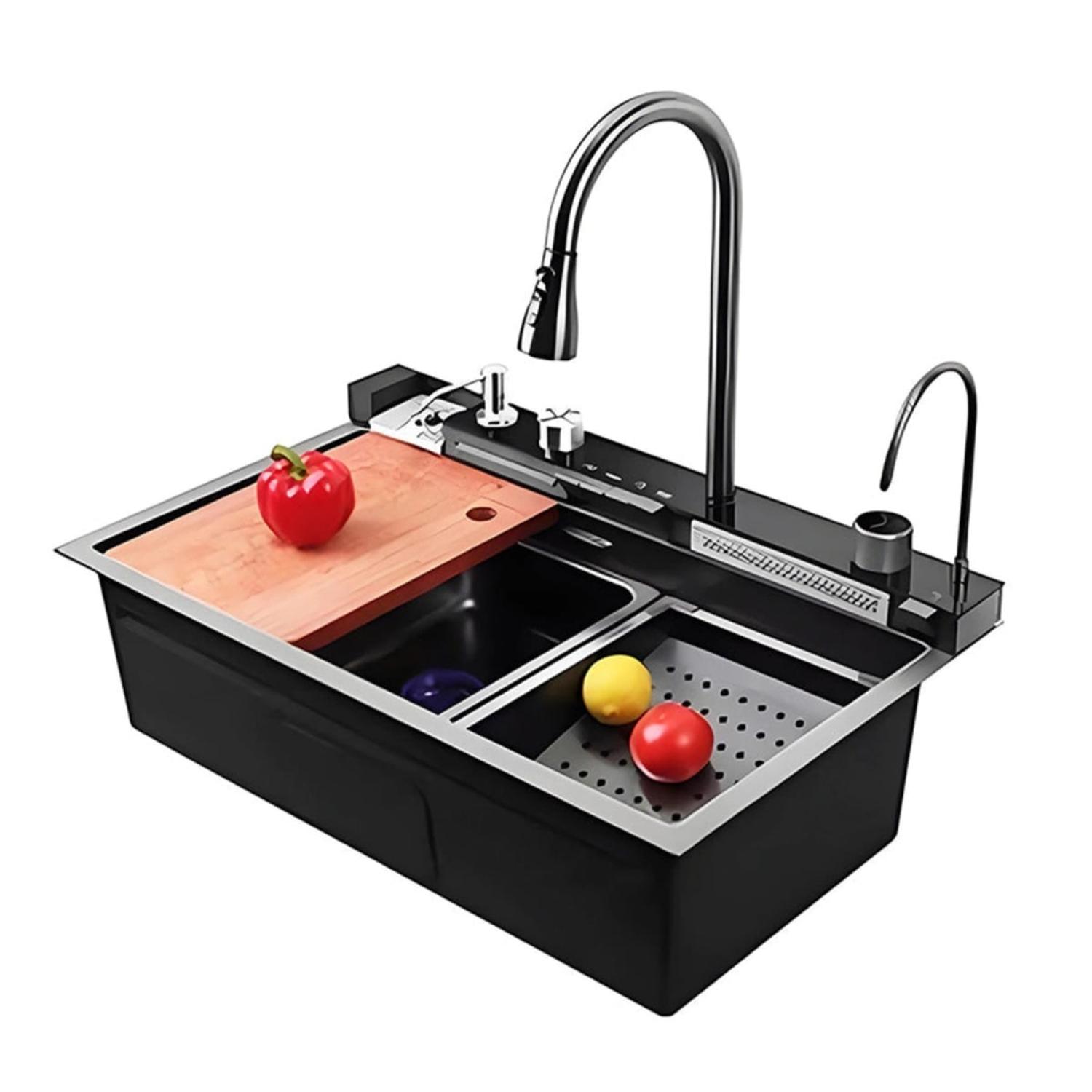 LAVADERO DE COCINA MULTI SMART INOX NEGRO FRATELLI KIT-7546B - 1