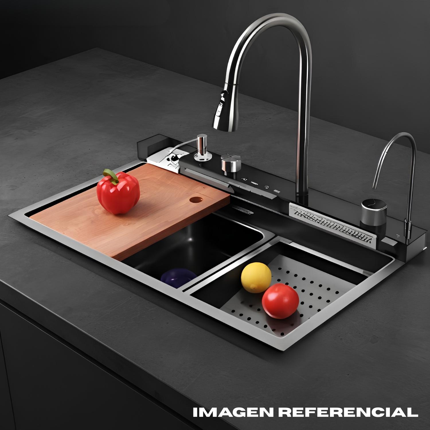 LAVADERO DE COCINA MULTI SMART INOX NEGRO FRATELLI KIT-7546B - 2