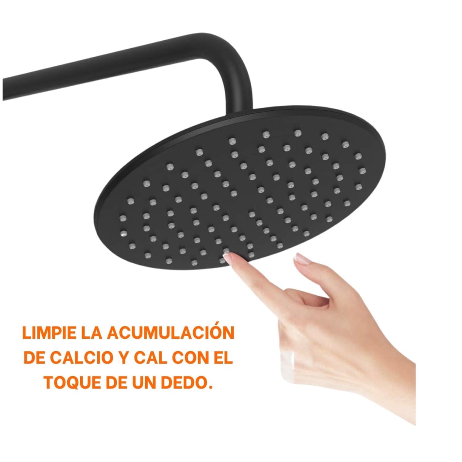 CABEZA PARA DUCHA CIRCULAR NEGRO 8 PULGADAS CON BRAZO FRATELLI - 5