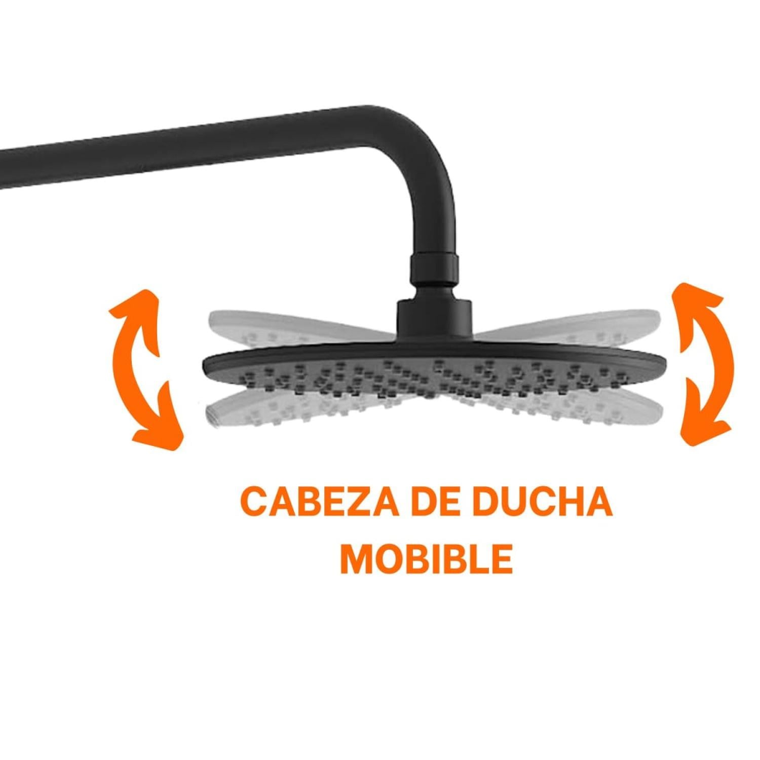 CABEZA PARA DUCHA CIRCULAR NEGRO 8 PULGADAS CON BRAZO FRATELLI - 6