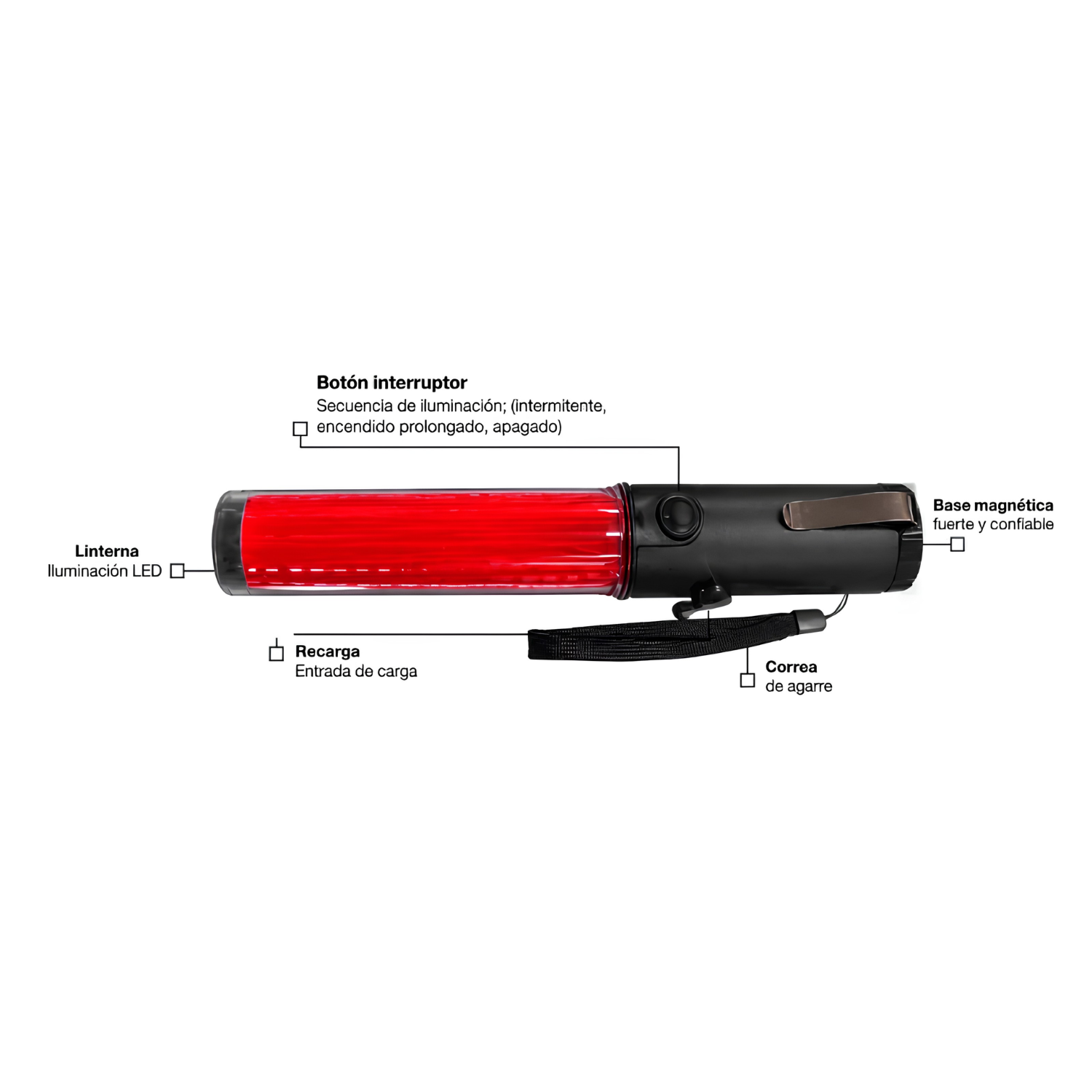 VARA LUMINOSA LED RECARGABLE COLOR ROJO OPALUX - 4
