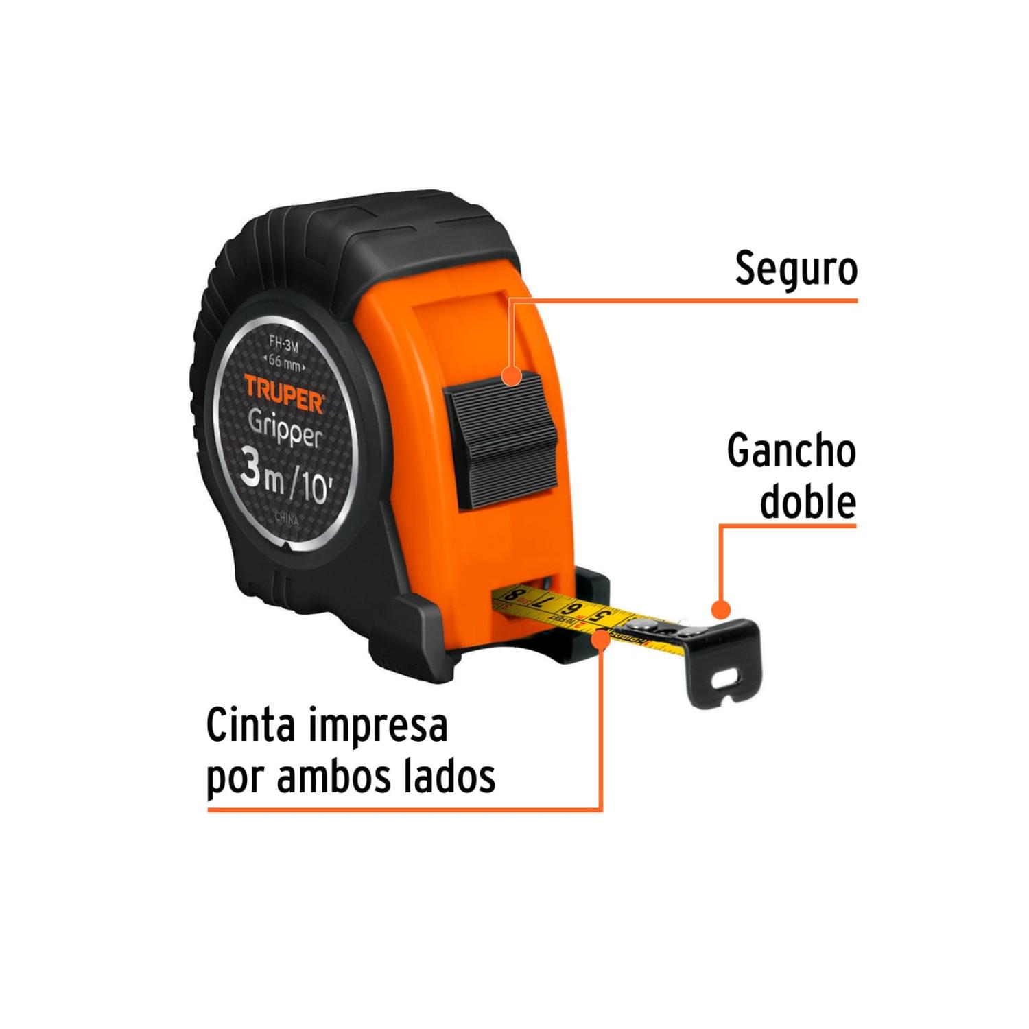 WINCHA GRIPPER 3 METROS PACK 6 UNIDADES TRUPER - 6