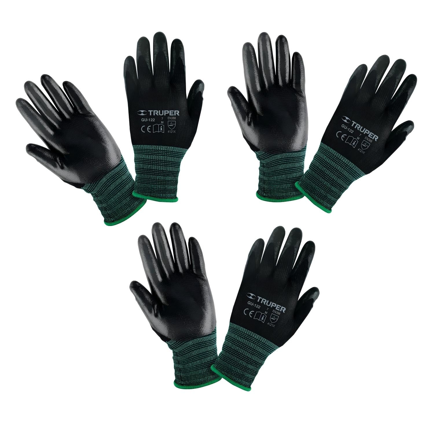 GUANTES DE NYLON DE NITRILO TALLA M 3 UNIDADES TRUPER - 1
