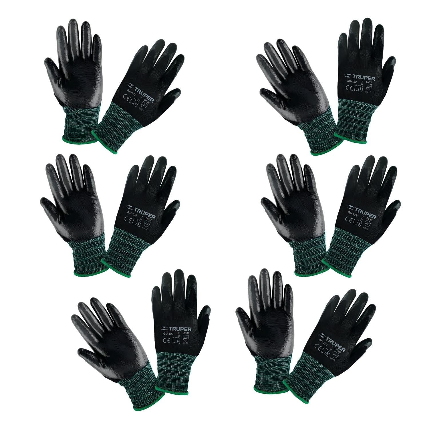 GUANTES DE NYLON DE NITRILO TALLA M 6 UNIDADES TRUPER - 1