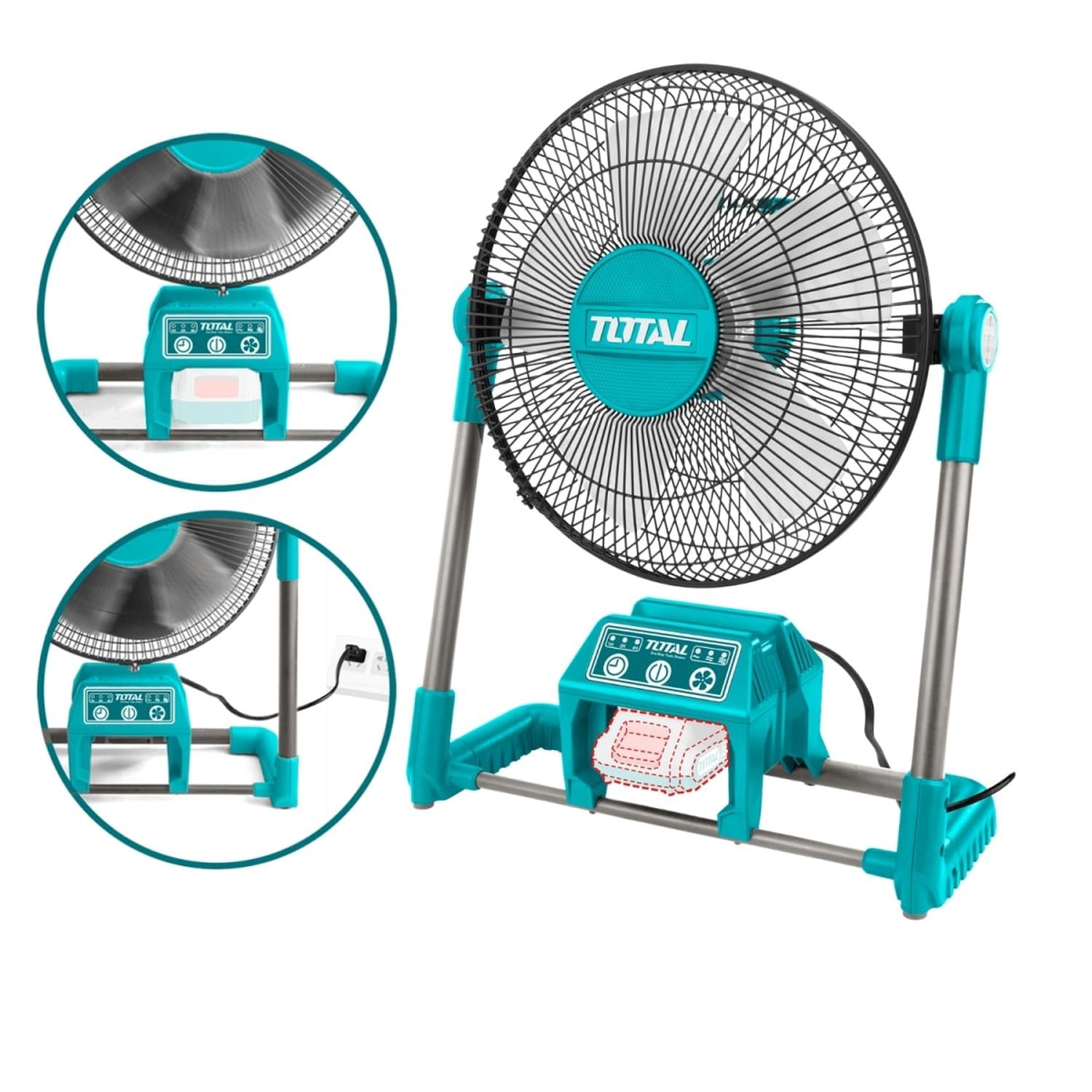 VENTILADOR 13' SISTEMA DUAL (BATERIA Y CORRIENTE) TOTAL - 5