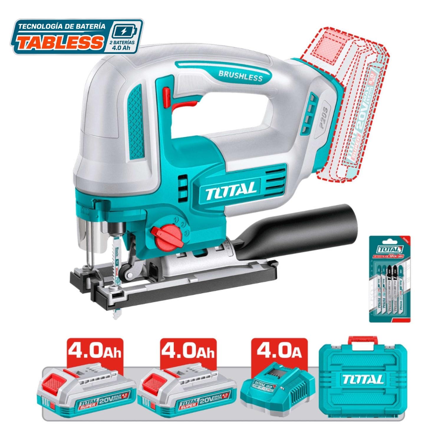 CALADORA 20V BRUSHLESS + 2 BAT 4AH + CARGADOR TOTAL - 1