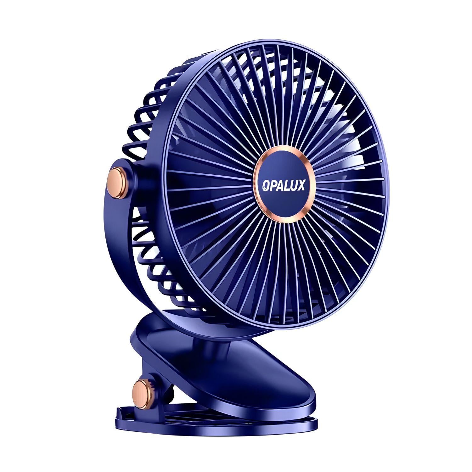 VENTILADOR RECARGABLE CLIP-ON 5 VELOCIDADES AZUL OPALUX - 2