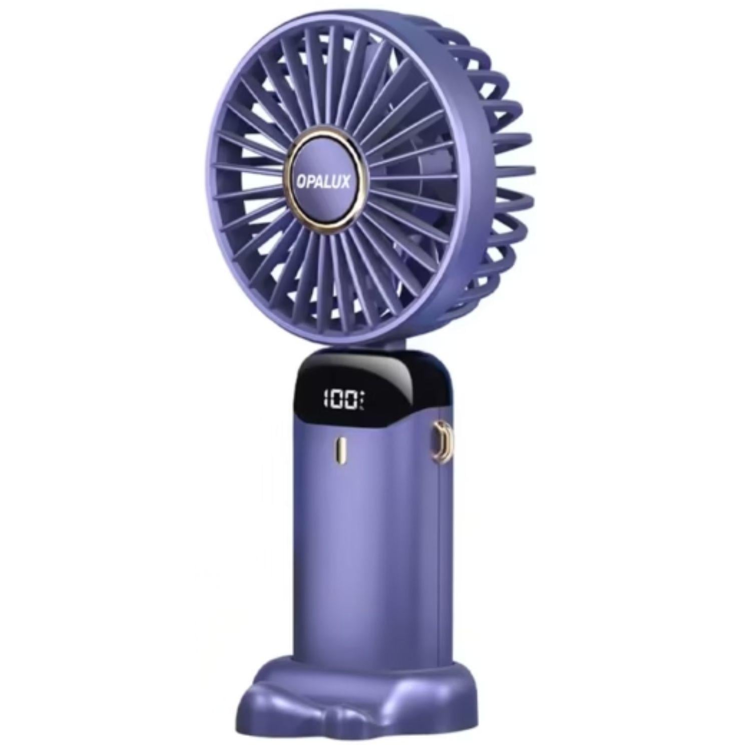 VENTILADOR RECARGABLE CON SOPORTE PARA CELULAR AZUL OPALUX - 1