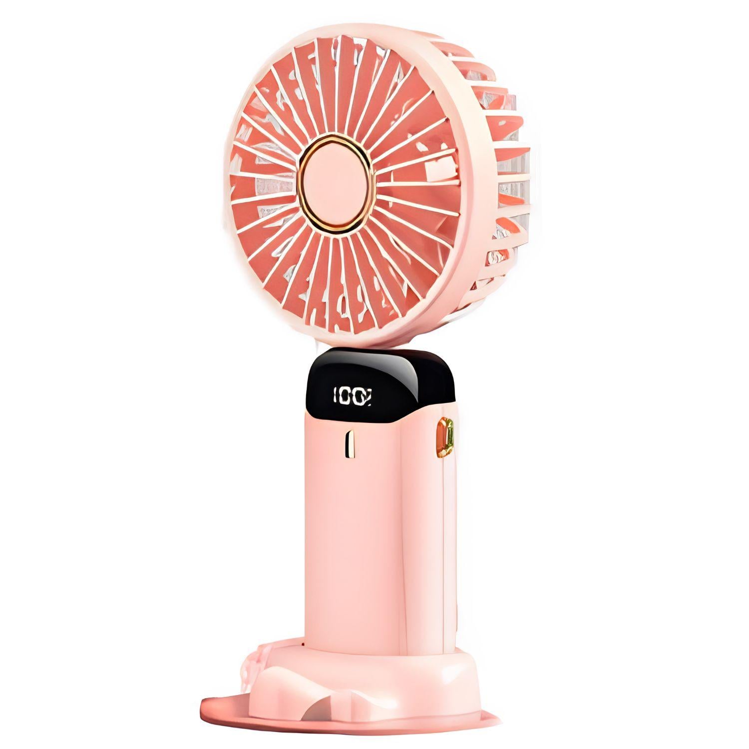 VENTILADOR RECARGABLE CON SOPORTE PARA CELULAR ROSADO OPALUX - 1