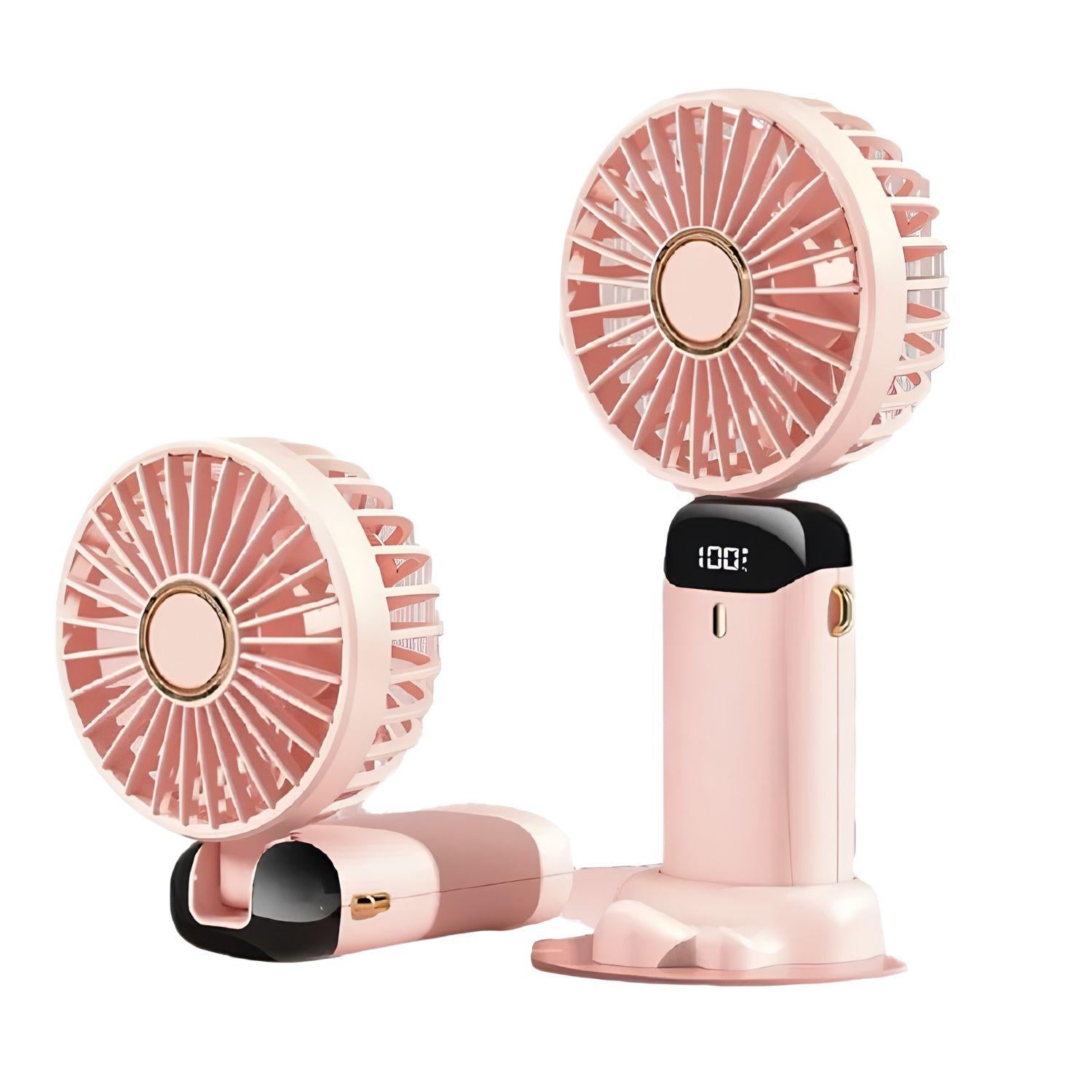VENTILADOR RECARGABLE CON SOPORTE PARA CELULAR ROSADO OPALUX - 2