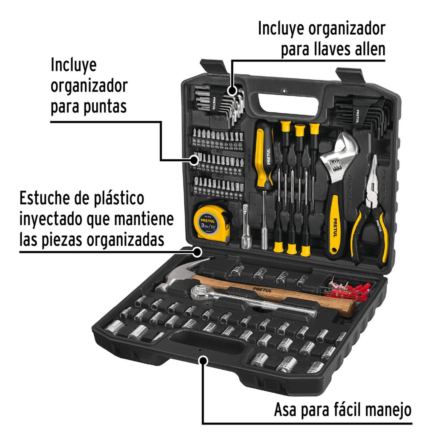 JUEGO DE 104 HERRAMIENTAS PRETUL 27169 - 2