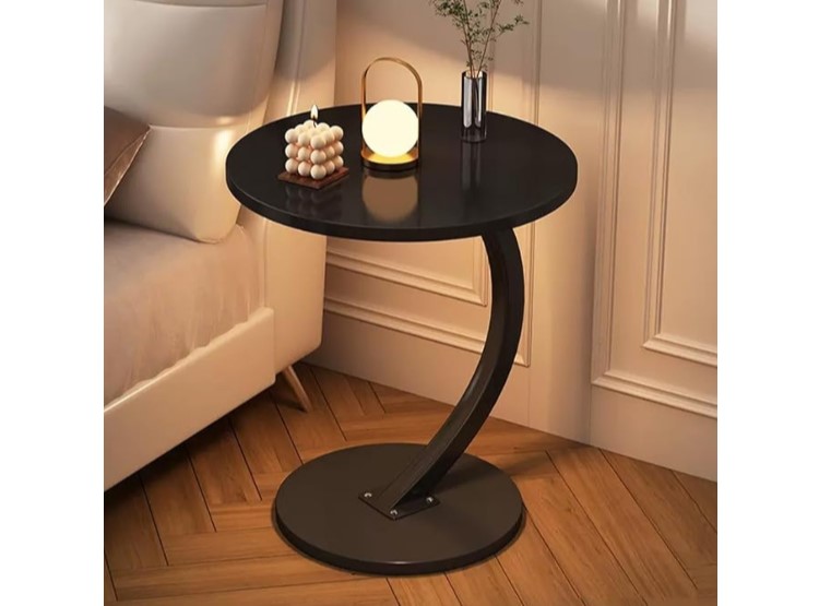 MESA DE CENTRO REDONDA - MESA PARA SALA TRABAJO ESCRITORIO NEGRO - 4