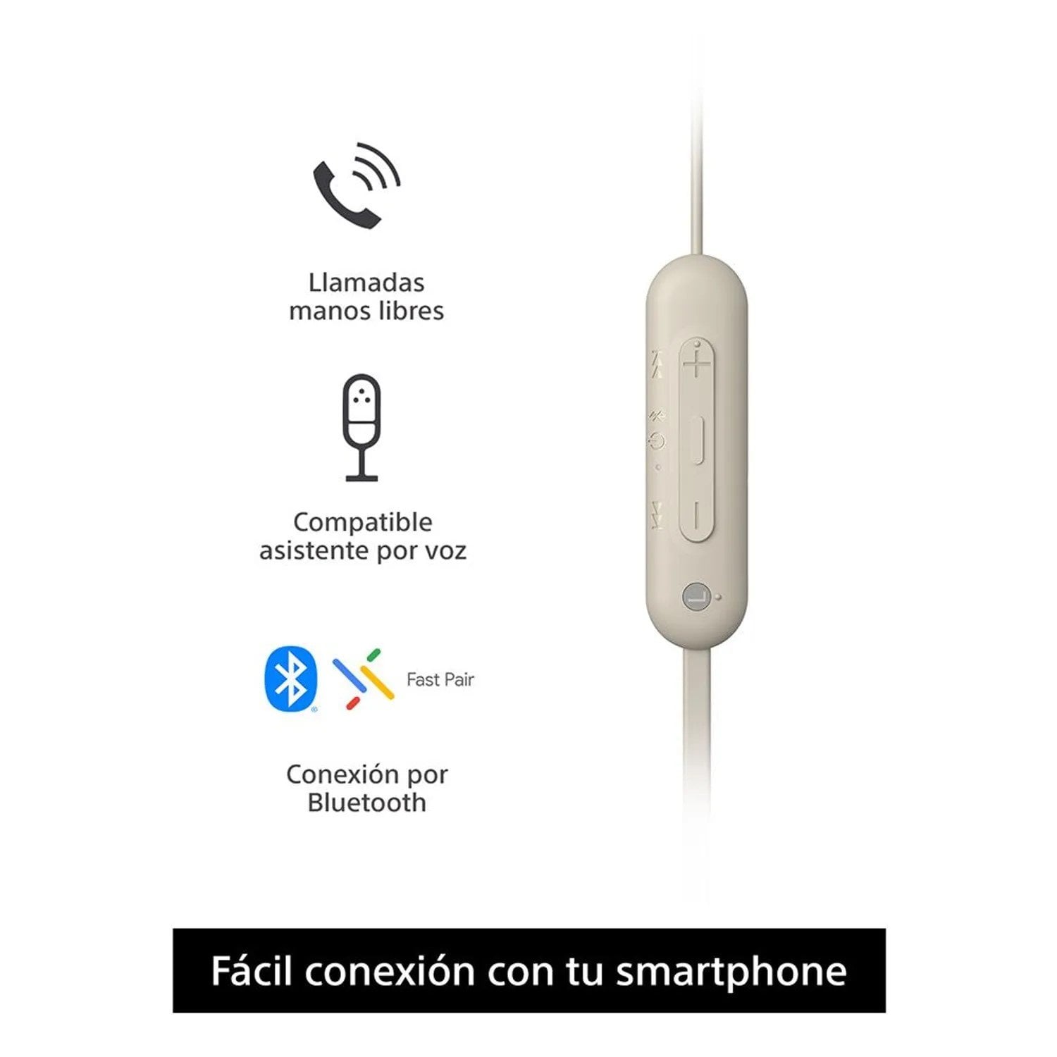 AUDÍFONOS BLUETOOTH SONY IN EAR WI-C100 IPX4 25 HORAS - BEIGE - 3