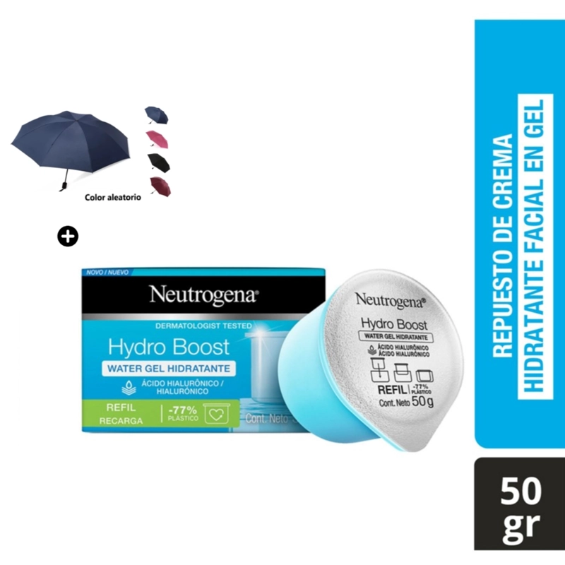 CREMA FACIAL REFILL HIDRATANTE NEUTROGENA 50GR CON ÁCIDO HIALURÓNICO + PARAGUAS PLEGABLE ALEATORIO - 1