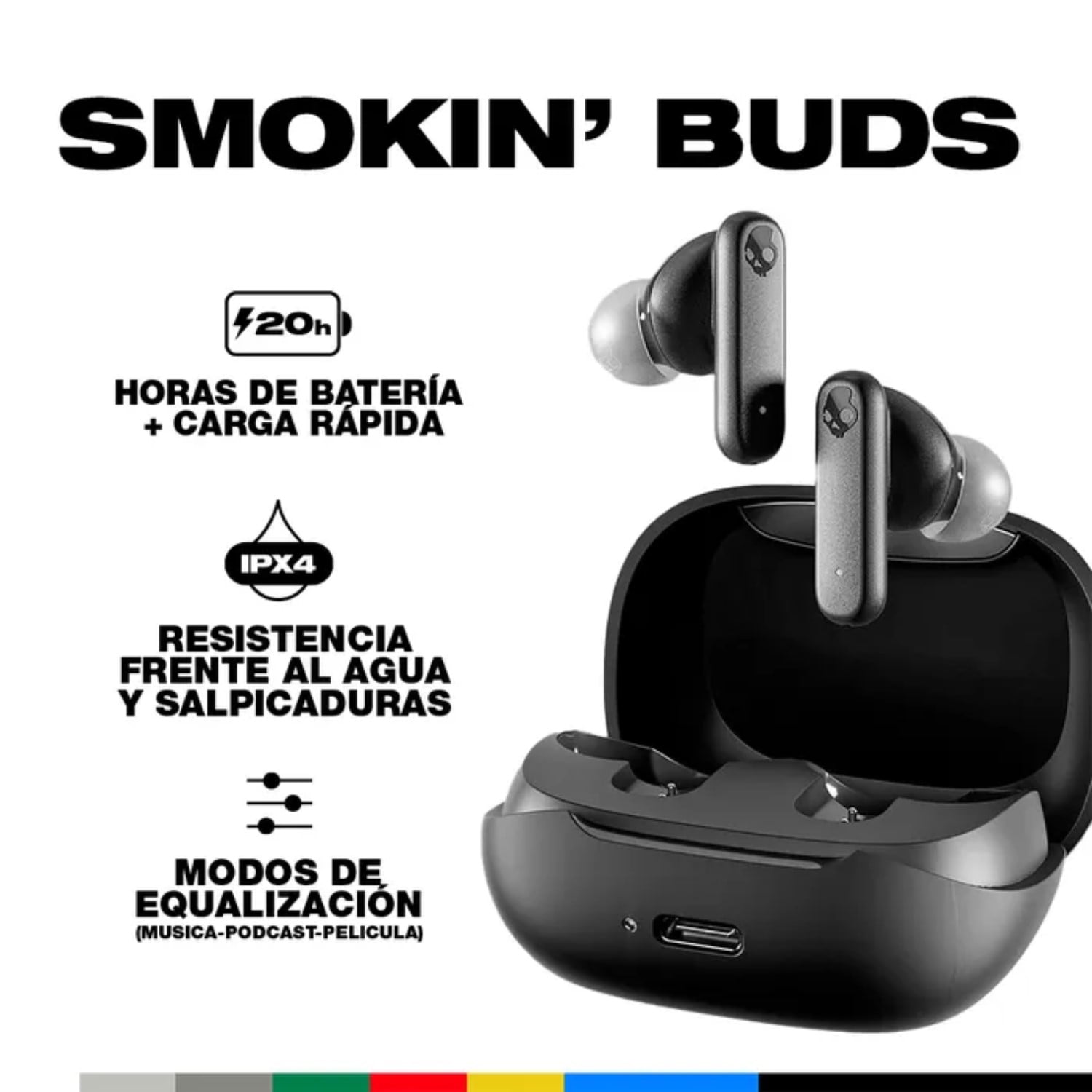 AUDÍFONOS SKULLCANDY SMOKIN BUDS SUPREME SOUND BLUETOOTH 5. 2 BLACK - 3