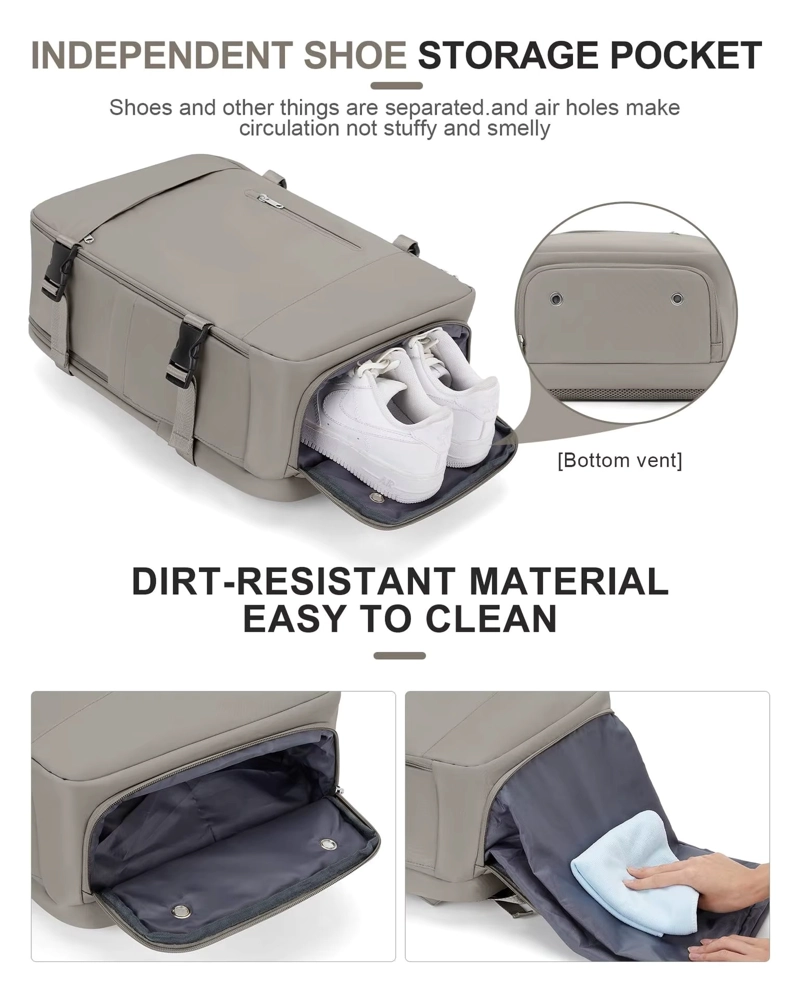 MOCHILA VIAJERA CABINERA COMPARTIMIENTO LAPTOP GRIS - 5