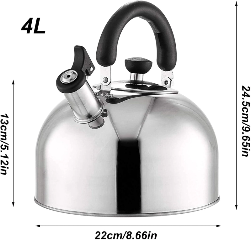 TETERA 4 LITROS ACERO INOXIDABLE 304 CON SILBADOR - 4