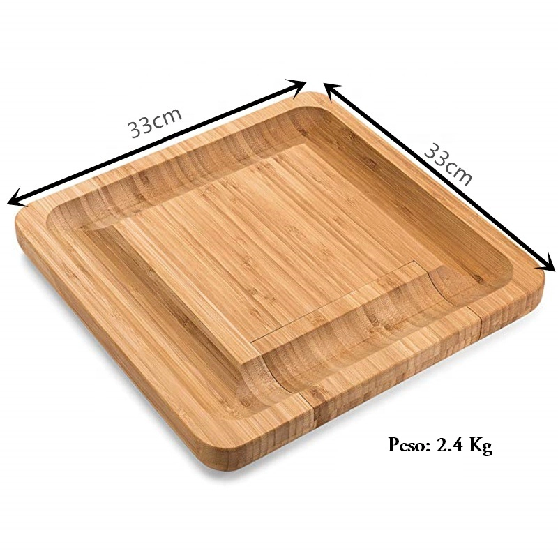 TABLA PARA QUESOS DE BAMBÚ CON CUCHILLOS DE ACERO CON MANGO DE MADERA - 4