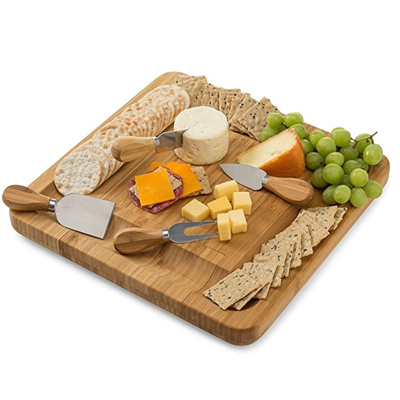 TABLA PARA QUESOS DE BAMBÚ CON CUCHILLOS DE ACERO CON MANGO DE MADERA - 5