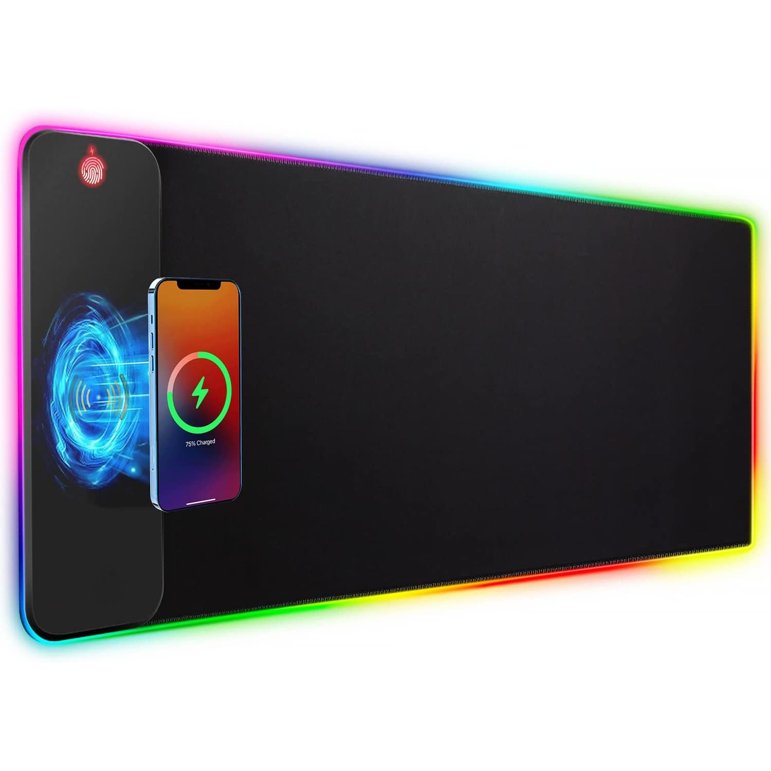 MOUSE PAD CON CARGADOR INALÁMBRICO PARA CELULARES CARGA RÁPIDA LUZ LED QI Gamer - 1