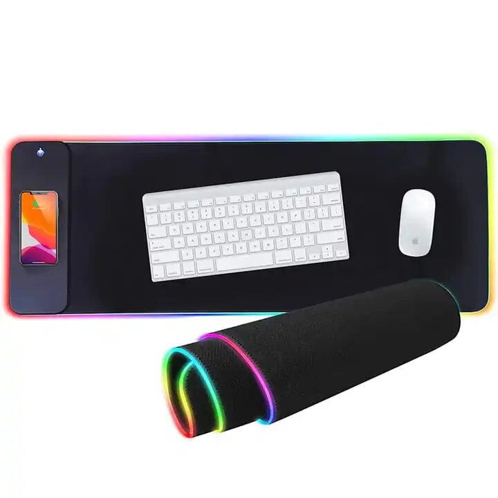 MOUSE PAD CON CARGADOR INALÁMBRICO PARA CELULARES CARGA RÁPIDA LUZ LED QI Gamer - 2