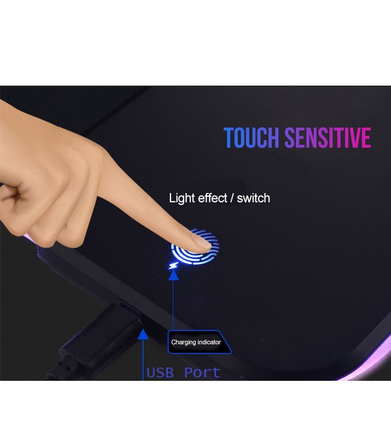 MOUSE PAD CON CARGADOR INALÁMBRICO PARA CELULARES CARGA RÁPIDA LUZ LED QI Gamer - 7