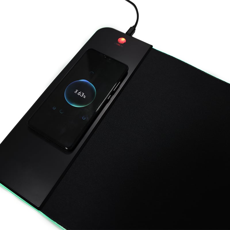 MOUSE PAD CON CARGADOR INALÁMBRICO PARA CELULARES CARGA RÁPIDA LUZ LED QI Gamer - 8